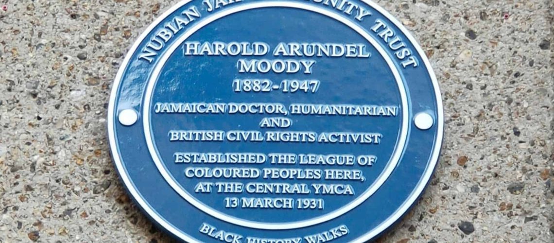 Blue Plaque for Dr Harold Moody outside YMCA